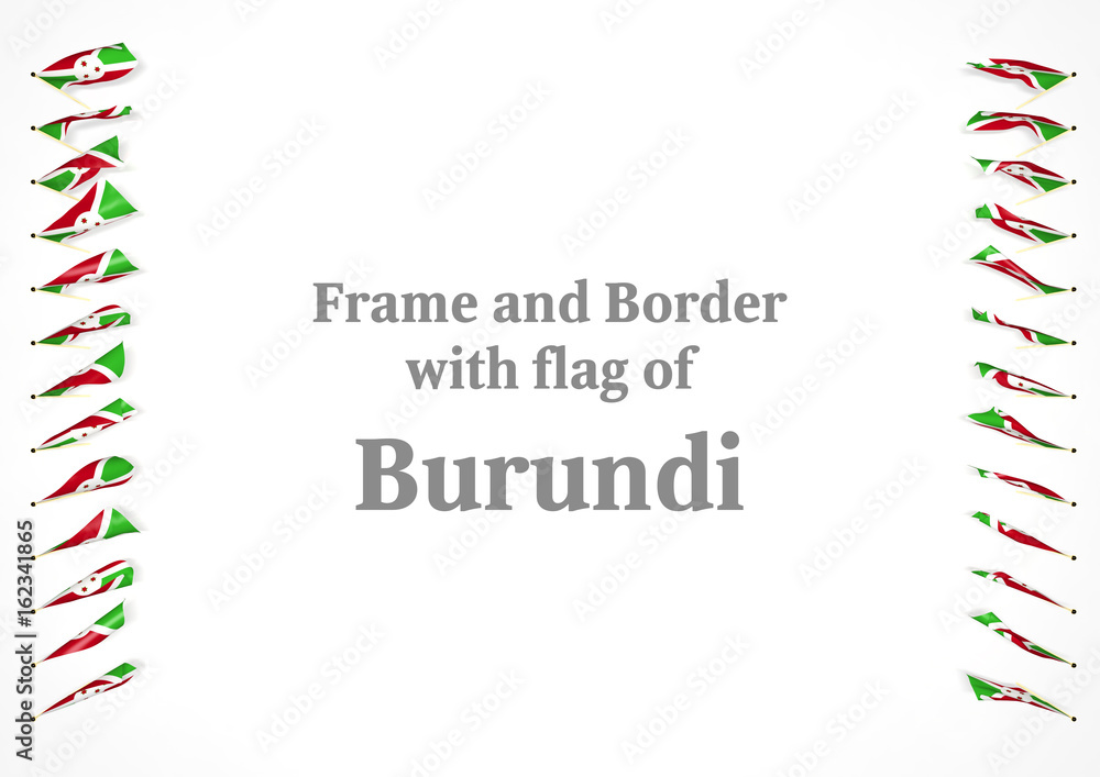 Fototapeta premium Frame and border with flag of Burundi. 3d illustration