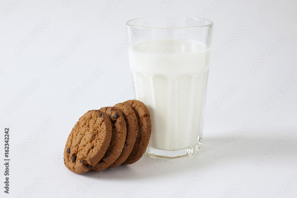 Breakfast of some homemade cookies and glass of milk Breakfast of some homemade cookies and glass of milk