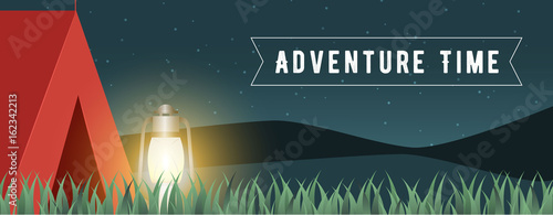 Banner concept of outdoor isolated  advenrute camping