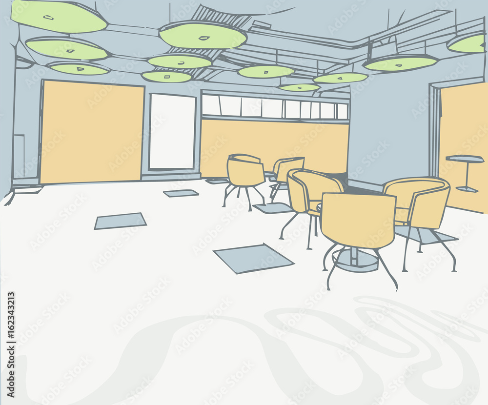 Fototapeta premium Illustration of interior at office