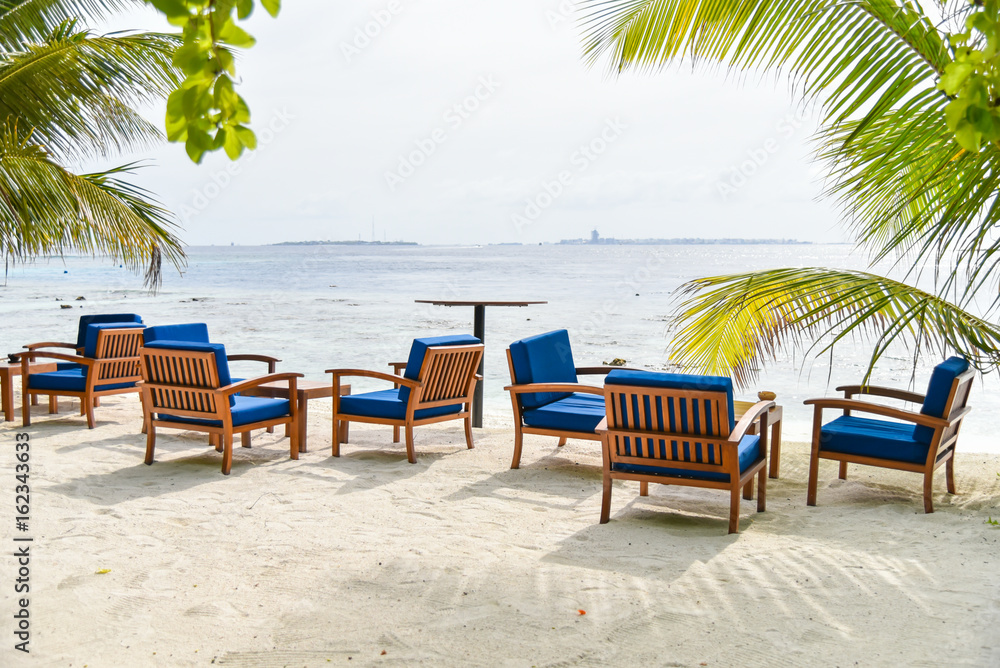 Chairs on the beach in Adaaran island,Maldives