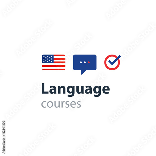 English language courses advertising concept. Fluent speaking foreign language