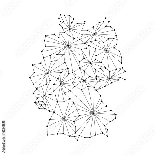 Obraz na płótnie Germany map of polygonal mosaic lines, rays and dots vector illustration