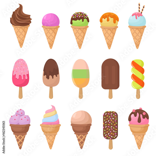 Cartoon ice cream vector set
