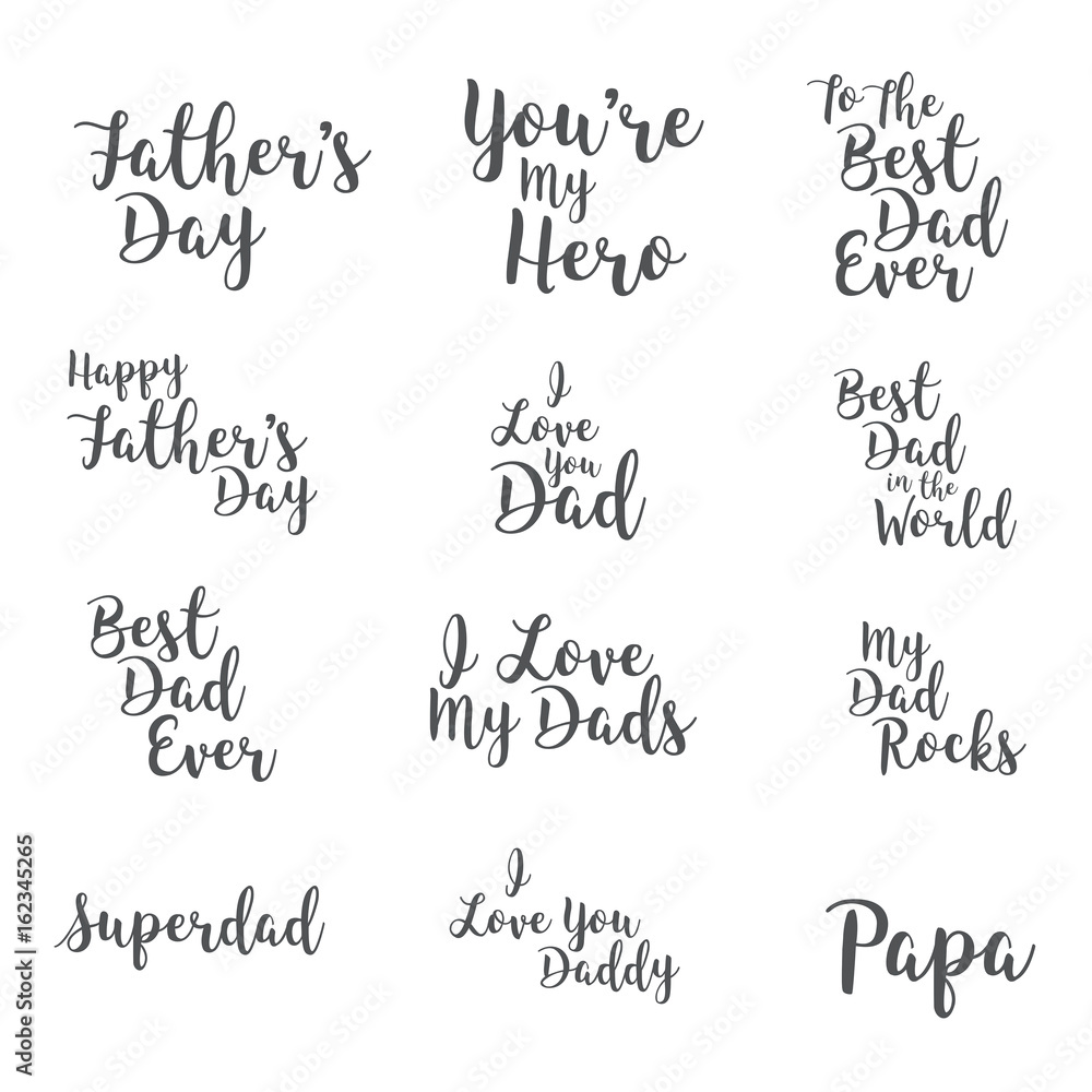 Vector icon set of fathers day text against white background Vector icon set of fathers day text against white background