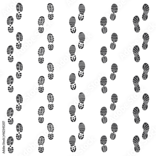 Sport shoe footprints walking away with copy space vector illustration