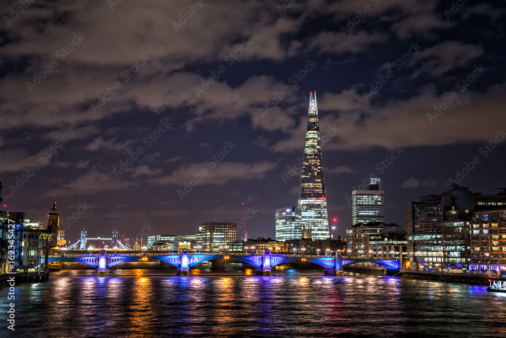London along the Thames at night