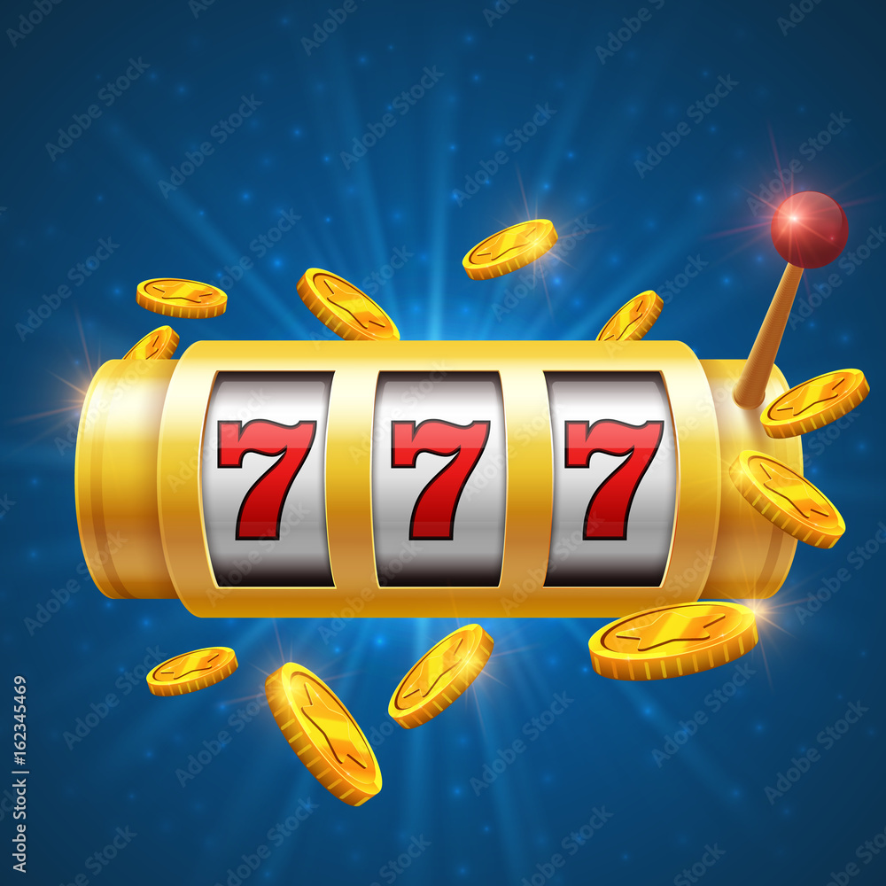 Winner gambling vector background with slot machine. Casino jackpot ...