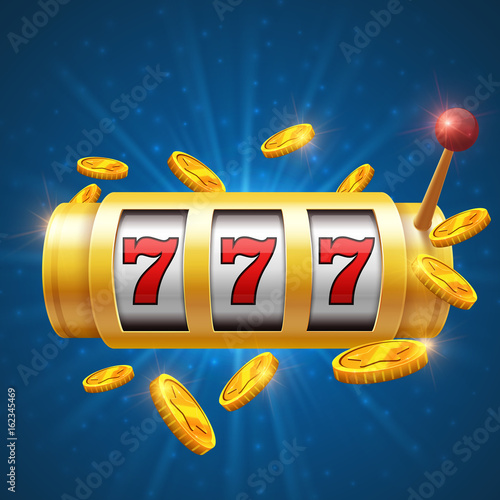 Winner gambling vector background with slot machine. Casino jackpot concept