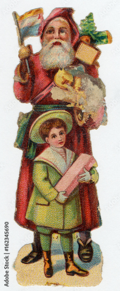 Father Christmas and a child     . Date: 19th century