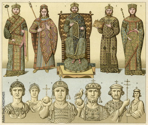 Byzantine Royals - Racinet. Date: 7th to 11th century photo