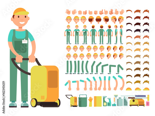 Professional man cleaner in cleaning service uniform
