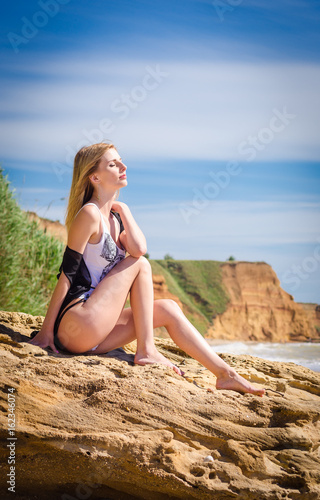 Hot blonde on a beach