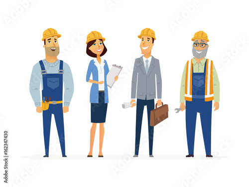 Construction Workers - modern flat composition.
