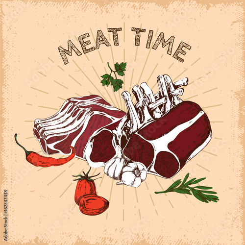 Meat Time Hand Drawn Design