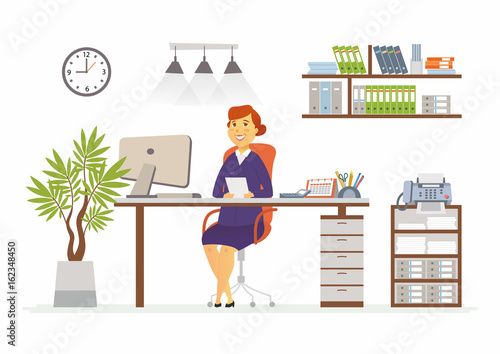 Office Woman - modern vector flat design illustration