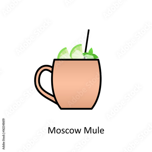 Moscow Mule cocktail icon in flat style