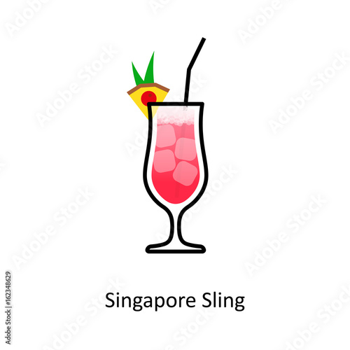 Wallpaper Mural Singapore Sling cocktail icon in flat style Torontodigital.ca