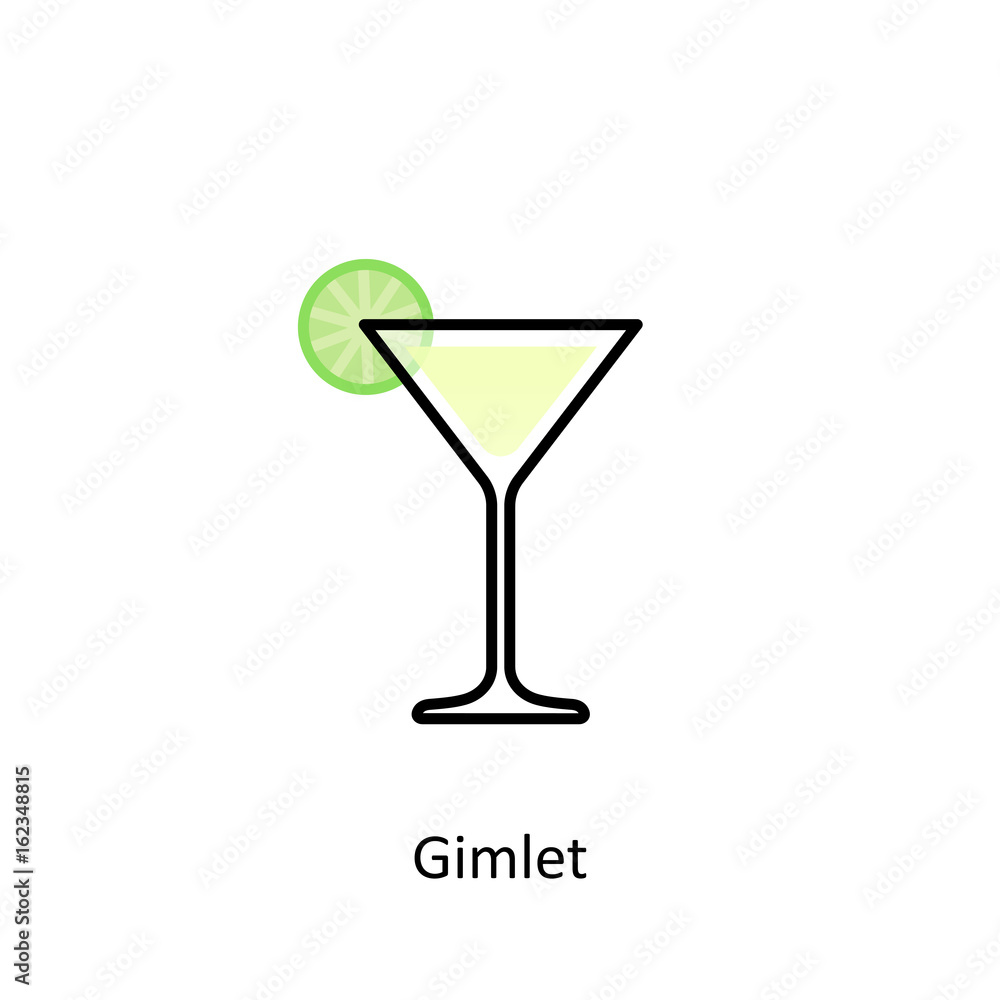 Gimlet cocktail icon in flat style Gimlet cocktail icon in flat style