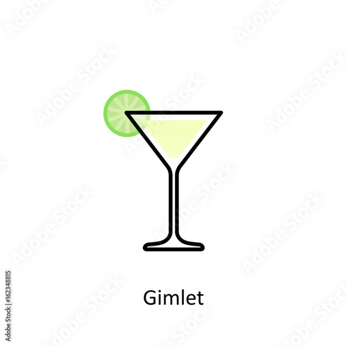 Gimlet cocktail icon in flat style