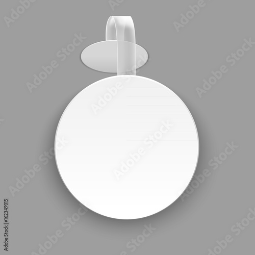 Realistic Template Blank White Round Advertising Wobbler. Vector