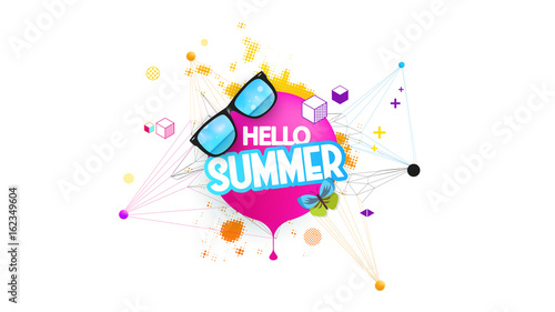 Abstract Summer Decorative Greeting Background Vector Illustration on White.
