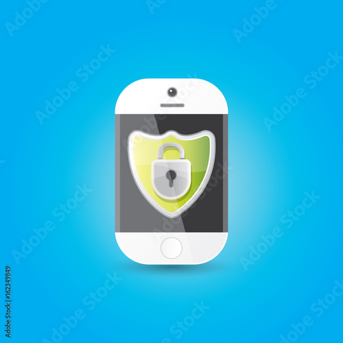 Mobile security app screen with shield and lock