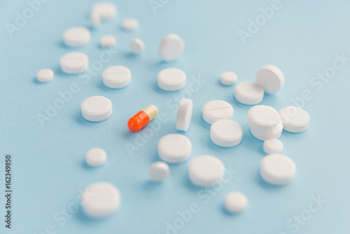 Close up of white tablets