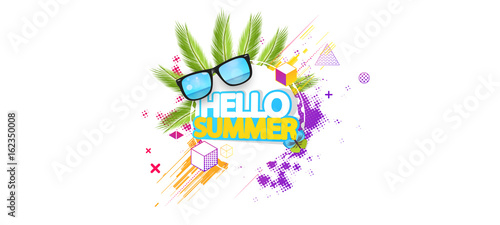 Abstract Summer Decorative Greeting Background Vector Illustration on White.