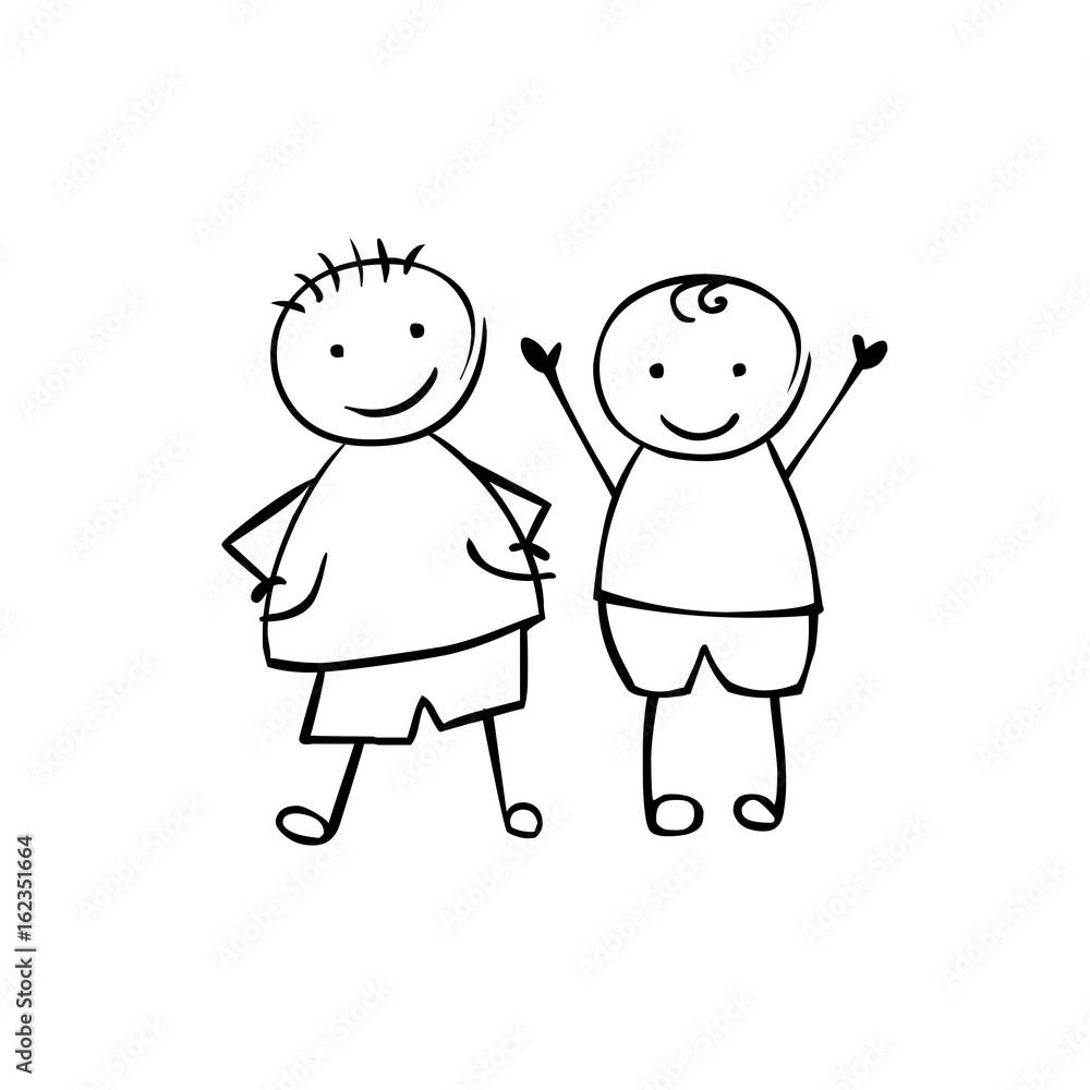 Friends. Two boys. Vector Friends. Two boys. Vector