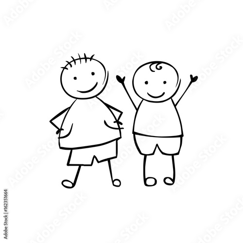 Friends. Two boys. Vector