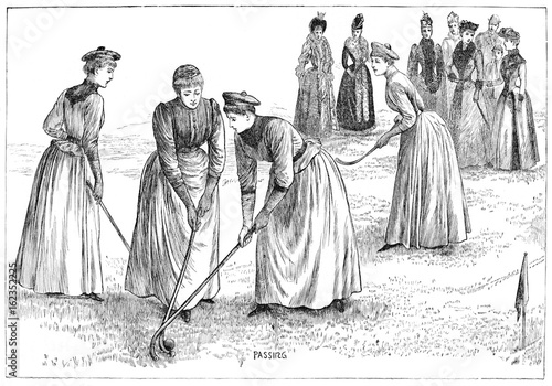 Girls Hockey 1890. Date: 1890