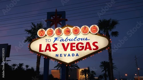 High quality video of welcome to fabulous Las Vegas Sign at night in 4K