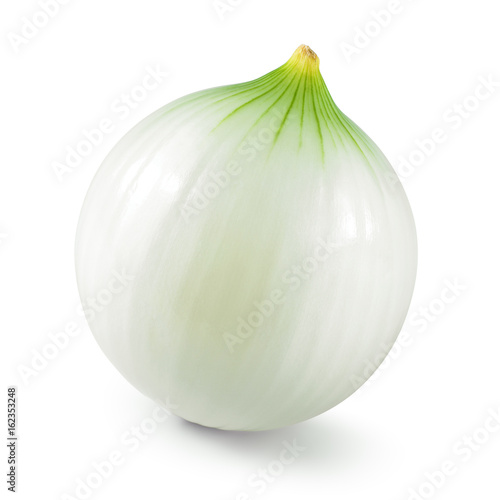 Onion. Fresh raw peeled onion isolated on white background. With clipping path.