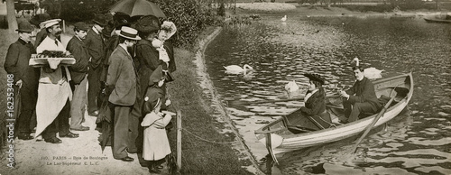 Boating in the Bois de Boulogne  Paris. Date: 1905 photo