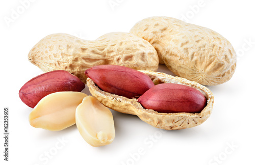 Peanuts isolated. Peanut isolated on white background. Full depth of field.