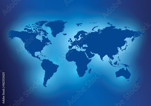 blue background with map of the world - vector travel template