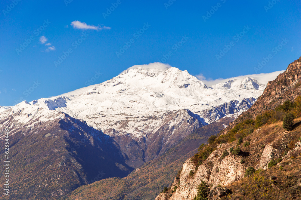 Italian Alps in winter. Monte Niblè in Susa's Valley