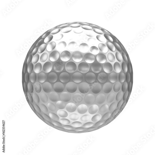 3D rendering Isolated metal golf Ball with white background