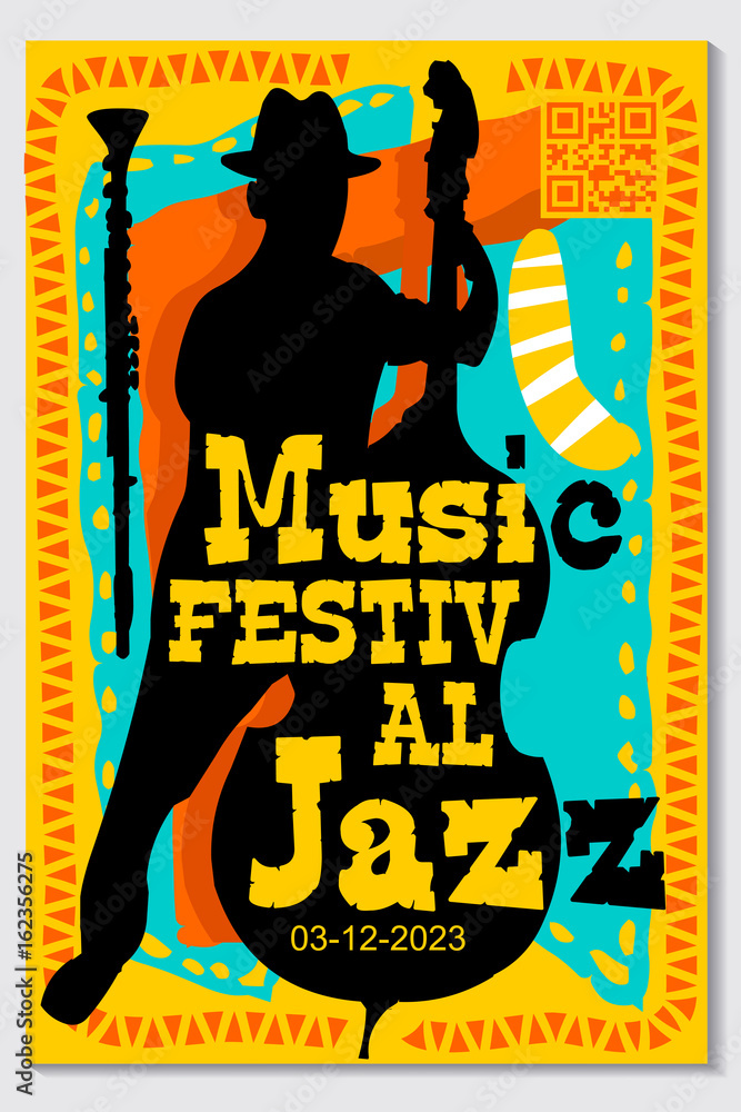 Φωτογραφία Music poster for jazz band live festival with music instruments