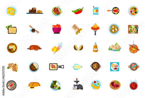 Various dishes icon set