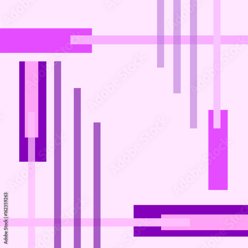Conceptual geometric vector pattern of purple  pink  magenta strips and rectangles. Criss-cross straight lines on light background. Abstract composition with copy space. EPS10 illustration