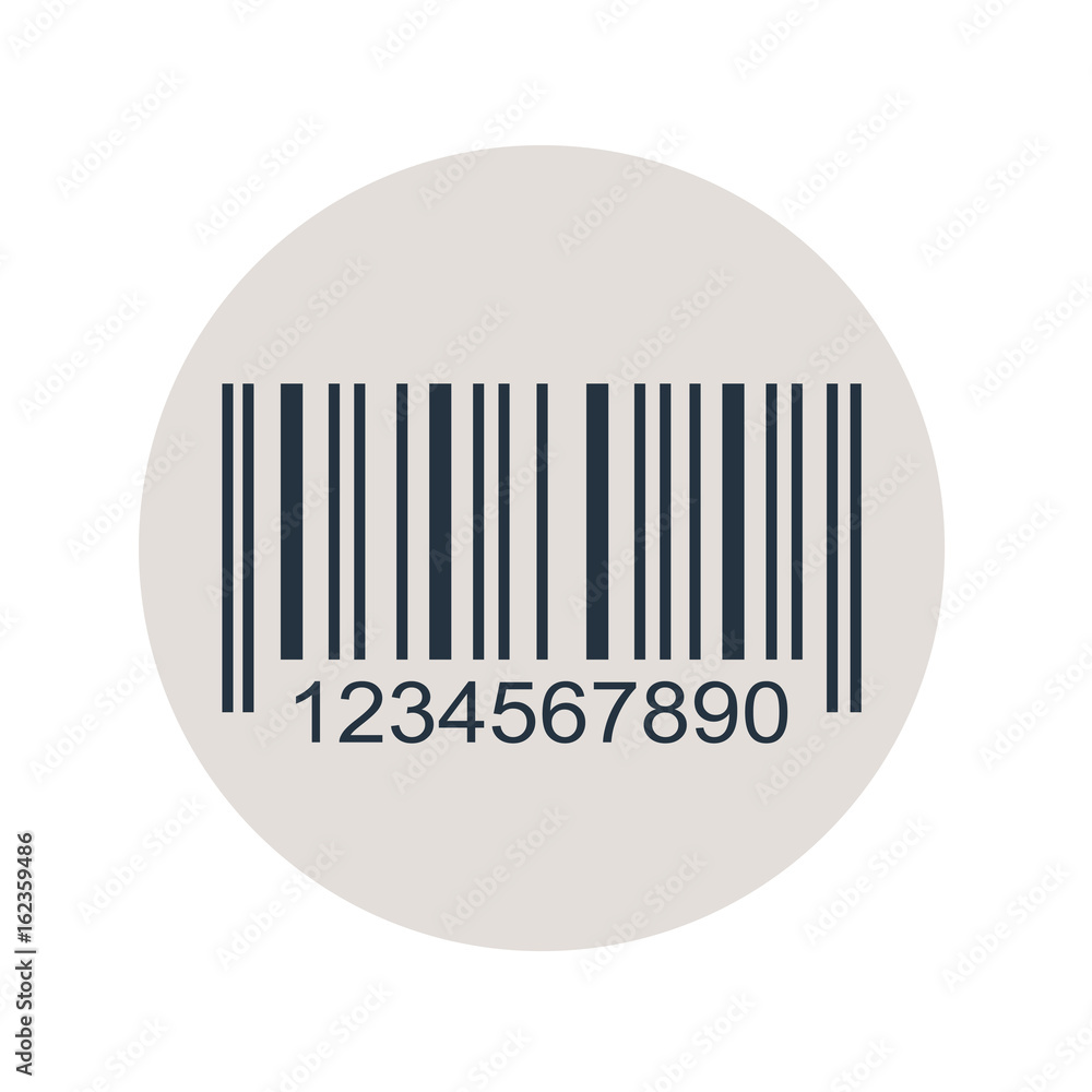 Icono plano codigo de barras en circulo gris Icono plano codigo de barras en circulo gris