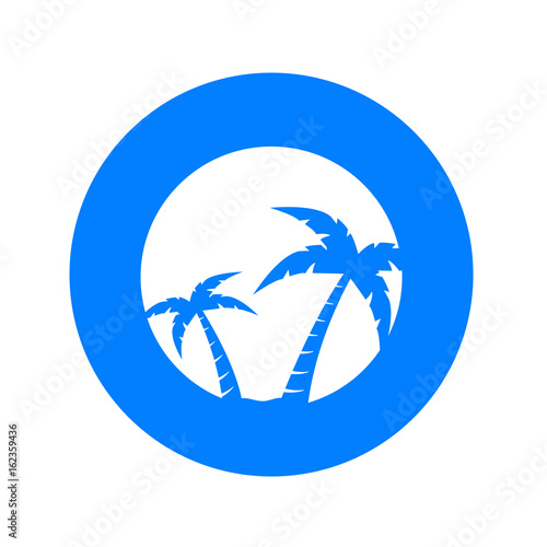 Icono plano circulo con palmeras en circulo azul