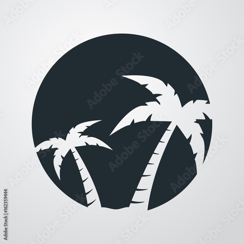 Icono plano circulo con palmeras en fondo degradado