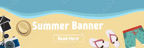 Summer beach background with isolated elements vector