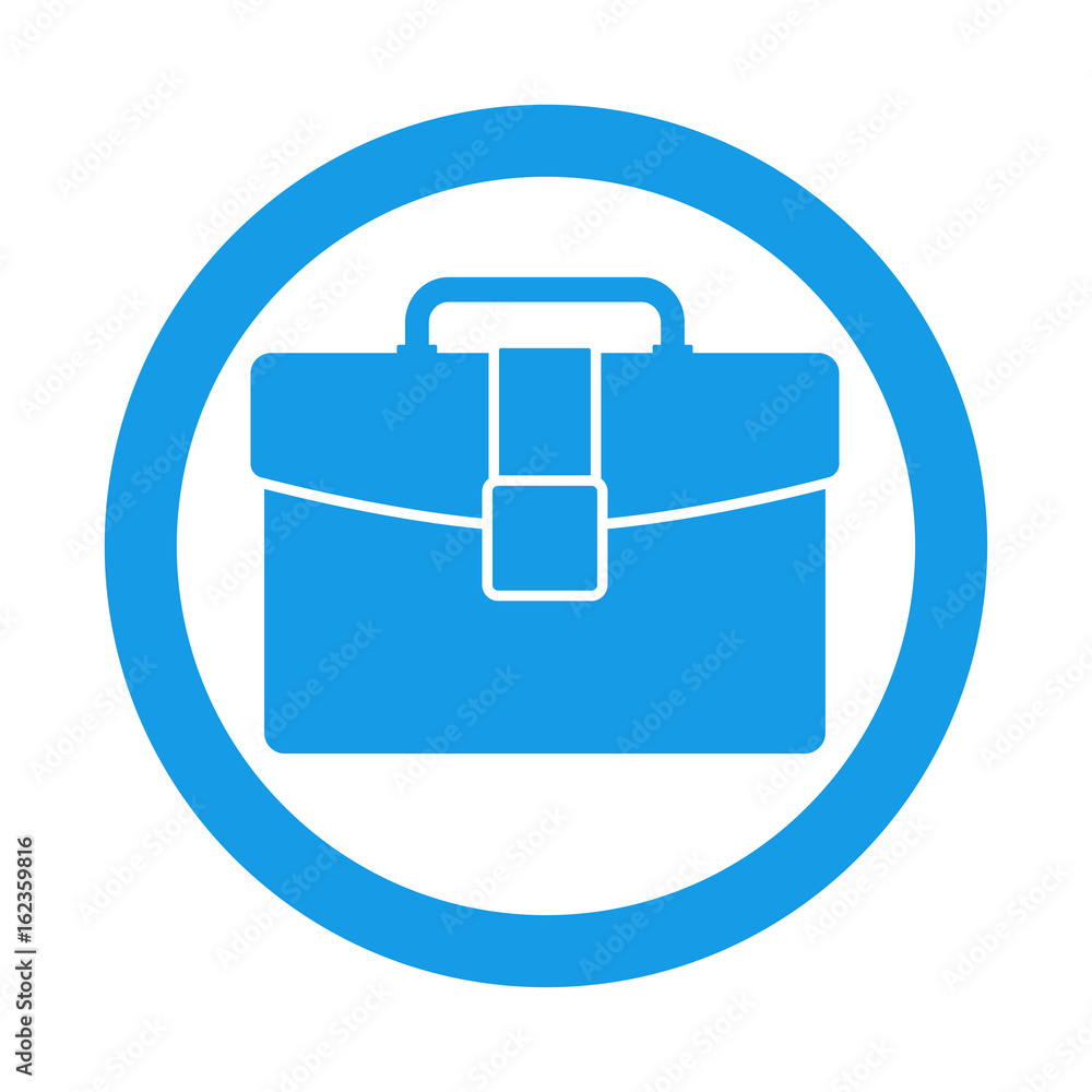 Icono plano maletin en circulo color azul Icono plano maletin en circulo color azul