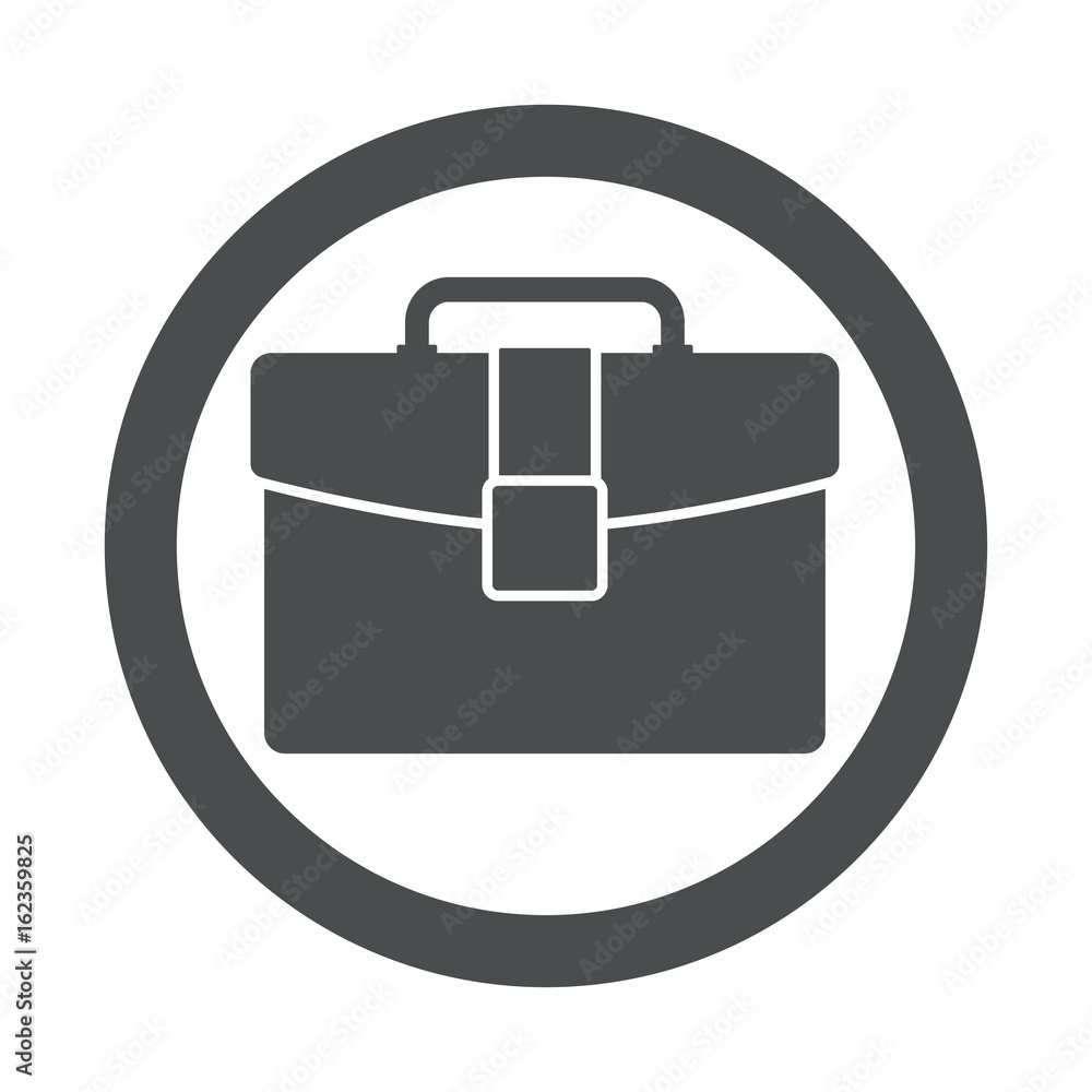 Icono plano maletin en circulo color gris