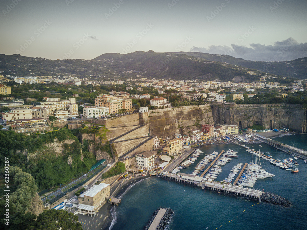 al view of Mediterranean and living district near the yacht harbour in Italy.