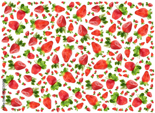 Wallpaper Mural Ripe red strawberry textured frame isolated on white background. Top view. Flat lay. Torontodigital.ca